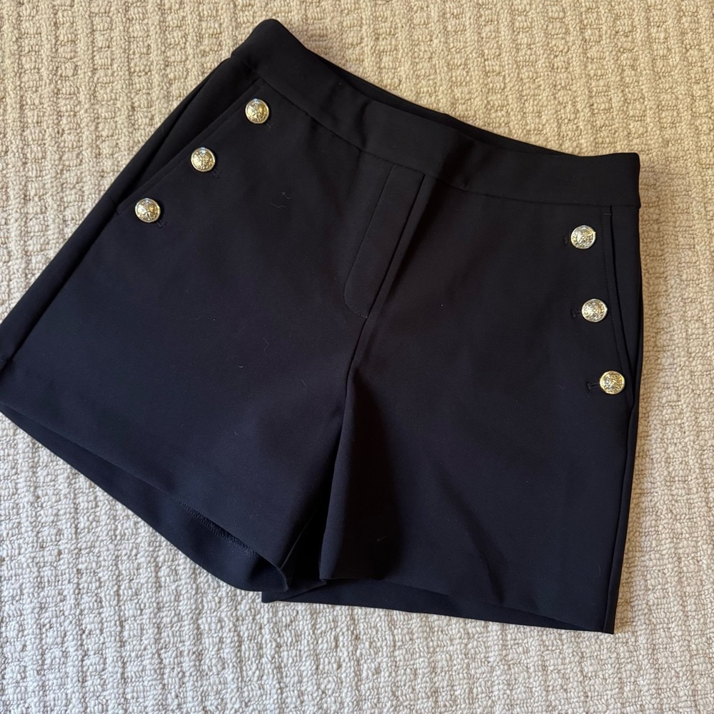 Rachel Zoe Black High Waist Shorts with Gold Button Accents